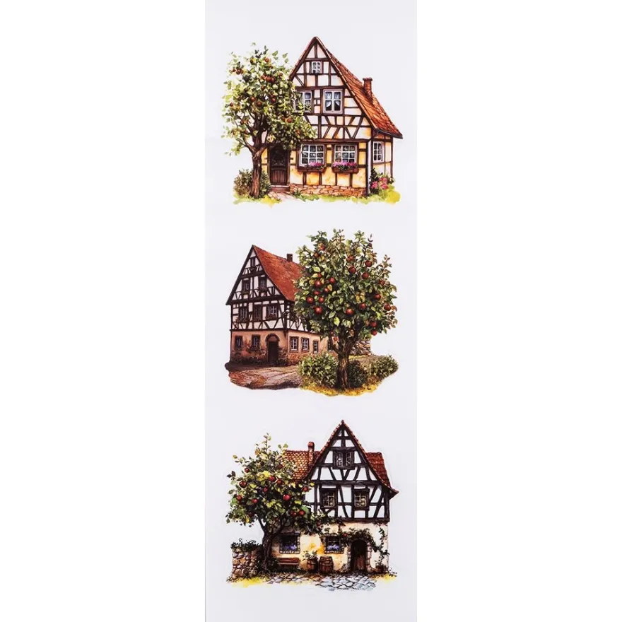 Transparent-Sticker, Garten- und Dorfidylle, verschiedene Designs, 10cm x 30cm, 10 Bogen