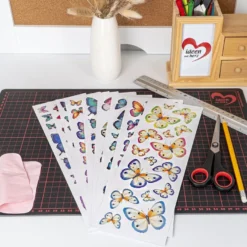 Transparent-Sticker, Schmetterlinge, versch. Designs, mit Glitzerveredelung, 10cm x 30cm, 10 Bogen