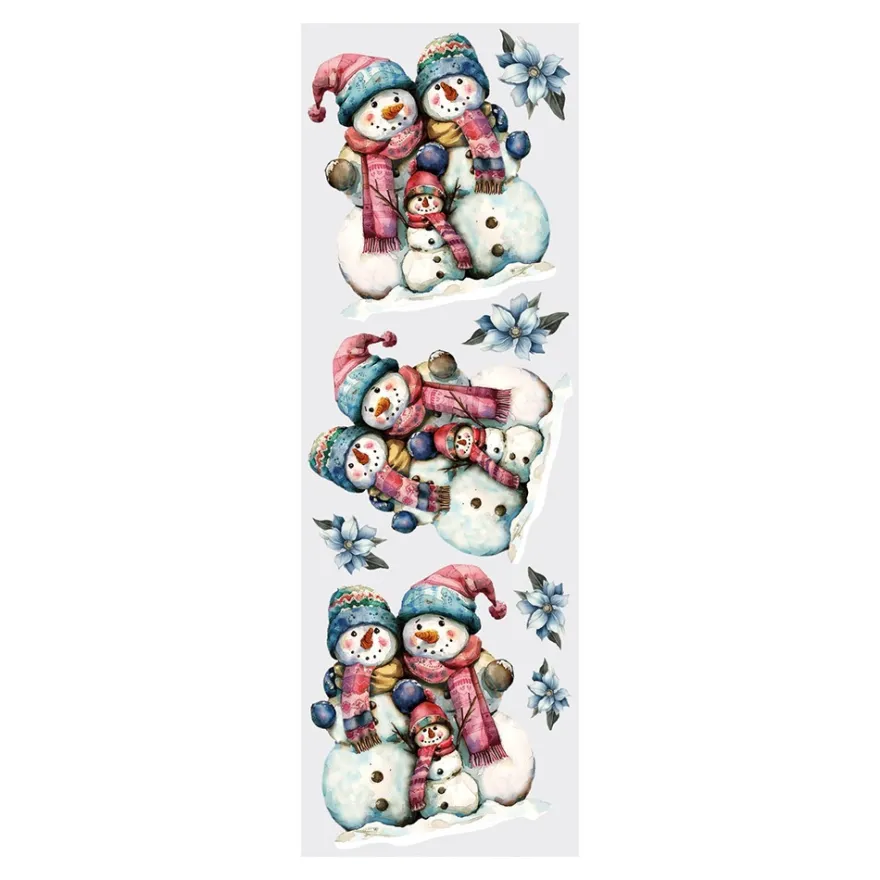 Transparent-Sticker, Schnee-& Weihnachtsmänner, verschiedene Designs, 10cm x 30cm, 10 Bogen