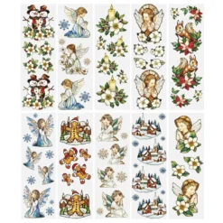 Transparent-Sticker, Weihnachten, Glasoptik, verschiedene Designs, 10cm x 30cm, 10 Bogen