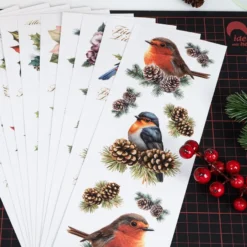 Transparent-Sticker, Winter-Floristik, verschiedene Designs, 10cm x 30cm, 10 Bogen
