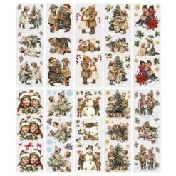 Transparent-Sticker, Winter-Kinder, verschiedene Designs, 10cm x 30cm, 10 Bogen