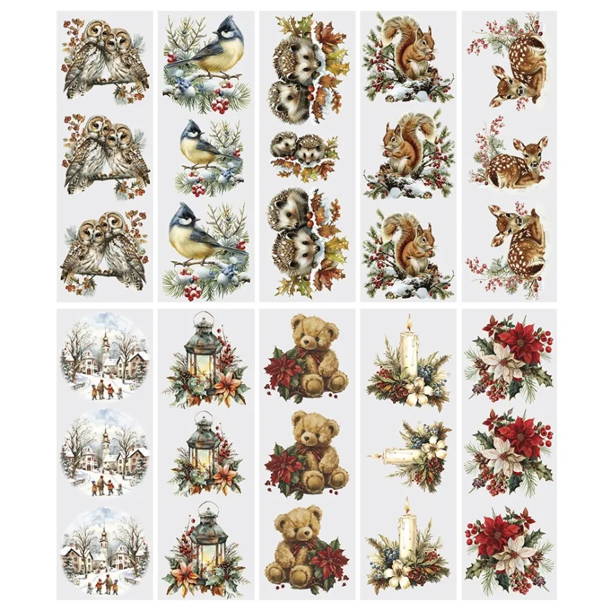Transparent-Sticker, Winterzeit, verschiedene Designs, 10cm x 30cm, 10 Bogen