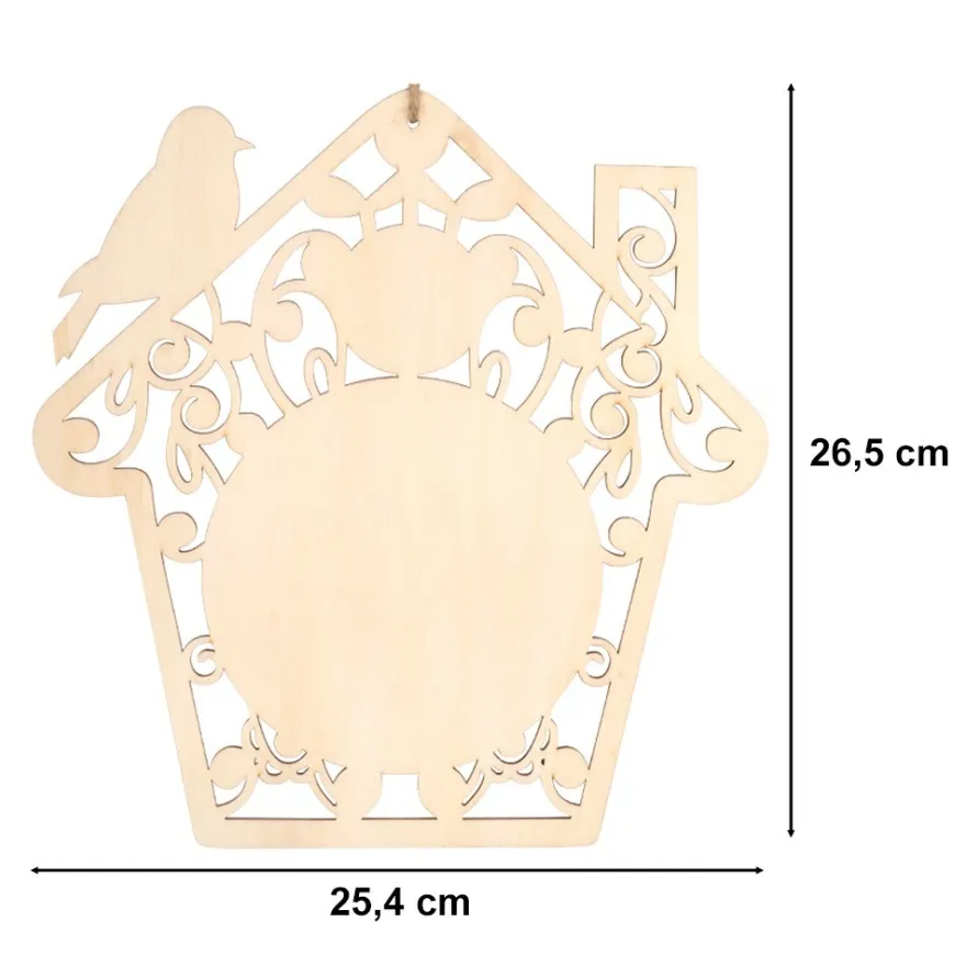 Vogelhäuser aus Holz, 26,5cm x 25,4cm, 4mm stark, mit Juteseil zum Aufhängen, 2 Stück