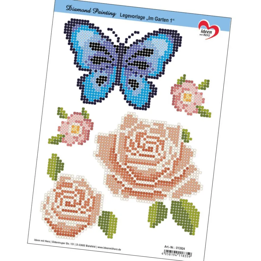 Vorlagen für Diamond Painting: Im Garten, DIN A4, 2 Stück