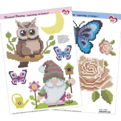 Vorlagen für Diamond Painting: Im Garten, DIN A4, 2 Stück