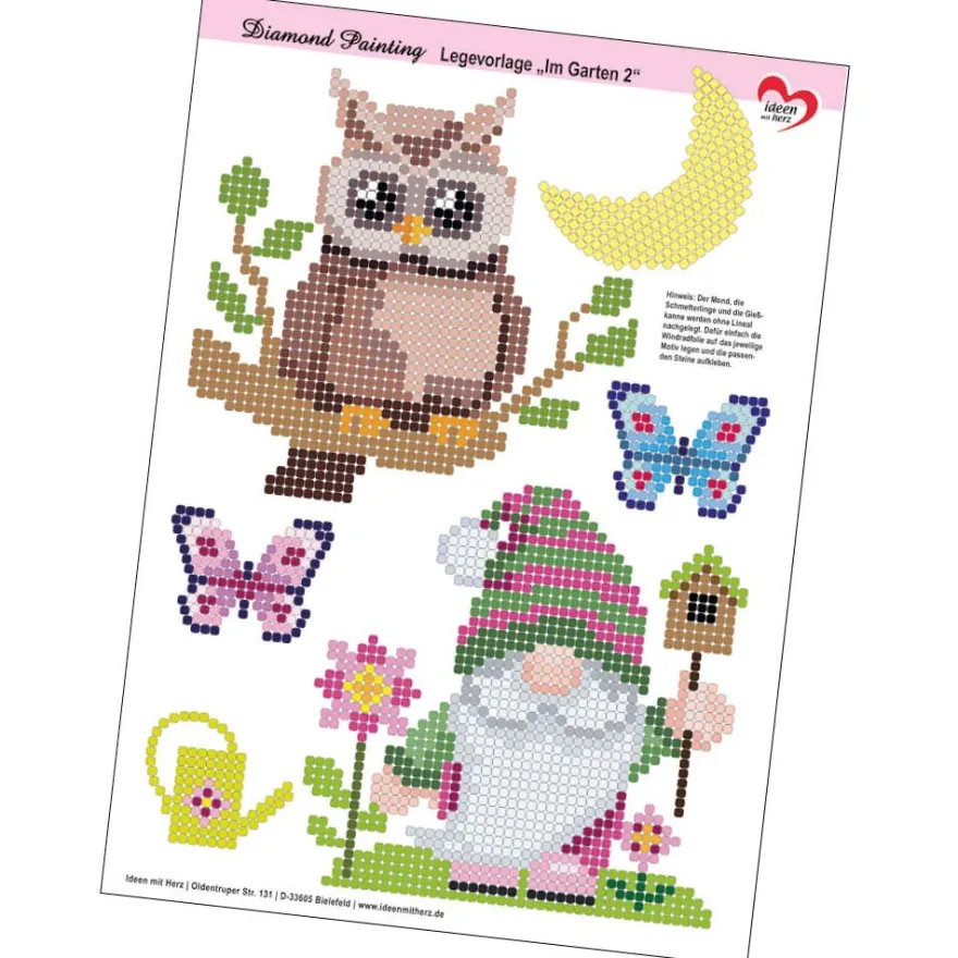 Vorlagen für Diamond Painting: Im Garten, DIN A4, 2 Stück