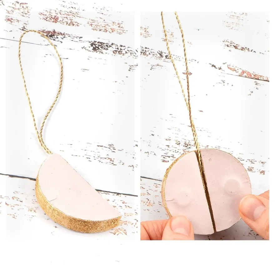 Waben-Kugeln, zum Aufhängen, Ø5cm, rosé mit goldenem Rand, 6 Stück