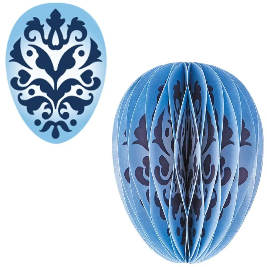 Waben-Stanzteile, Osterei, Ornament blau, 5,5cm x 7,5cm, 100 Stück