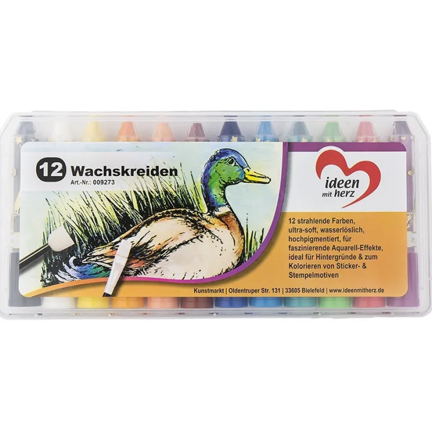 Wachskreiden/Aquarell-Wachsmalstifte, wasserlöslich, 12 Stück
