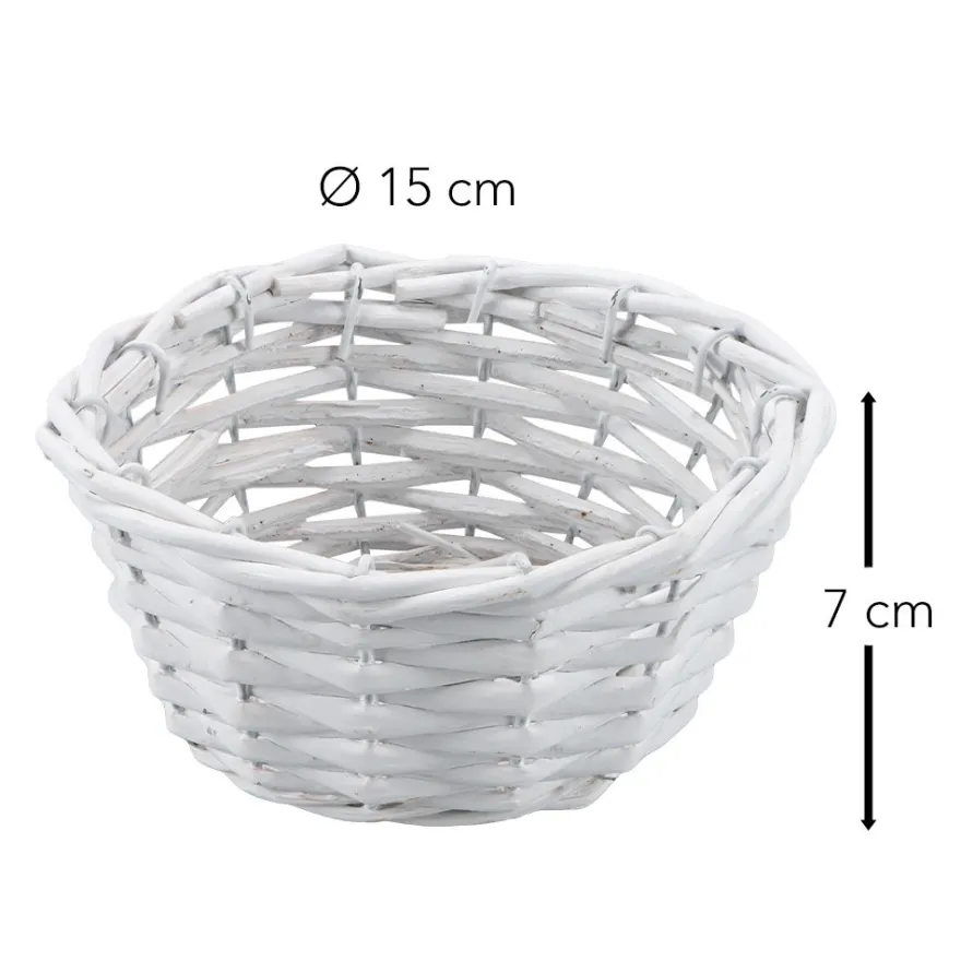Weidenkorb, Ø15cm, 7cm hoch, weiß