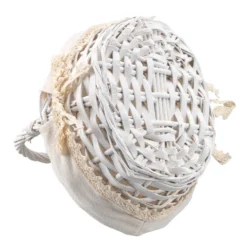 Weidenkorb, 22cm x 20cm, 24cm hoch, weiß mit naturfarbenem Stoff