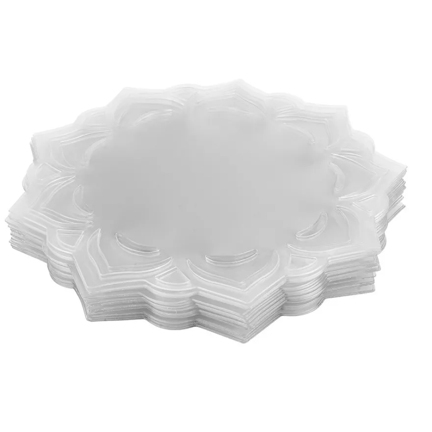 Windradfolien-Scheiben, mit Stanzornamentik, Blume, Ø 16cm, 500µ, transparent, 20 Stück