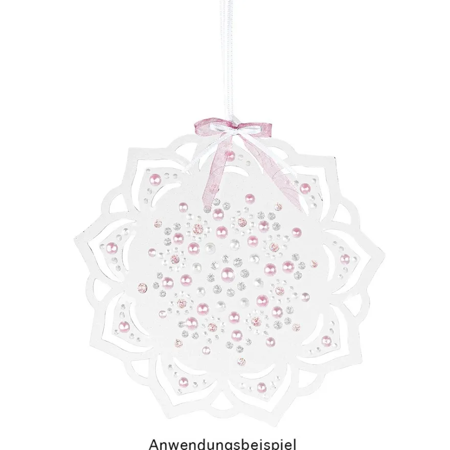 Windradfolien-Scheiben, mit Stanzornamentik, Blume, Ø 16cm, 500µ, transparent, 20 Stück