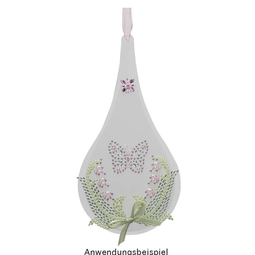 Windradfolien-Scheiben, Tropfen, 11,3cm x 22cm, transparent, mit Loch, 20 Stück