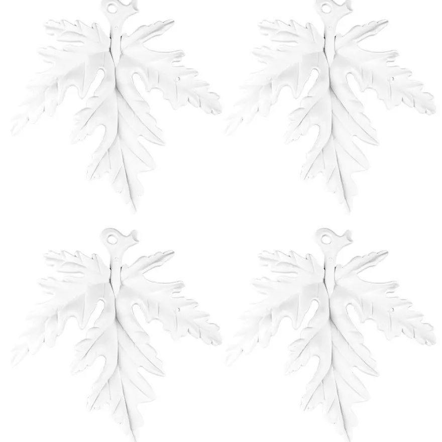 Winter-Deko, Rohling, Blatt, 17cm x 17cm, weiß, 4 Stück