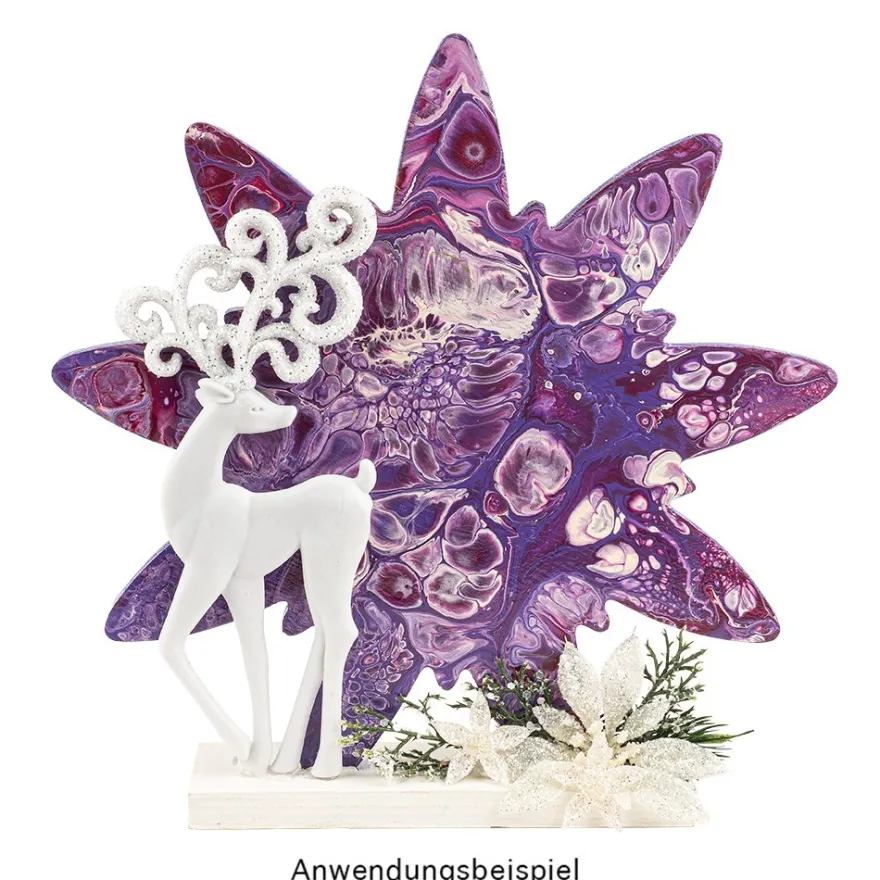 Winter-Deko, Rohling, Hirsch 2, 7cm x 16,5cm, weiß, 4 Stück