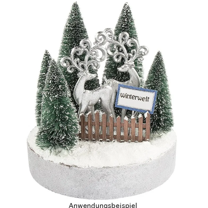 Winter-Deko, Rohling, Hirsch 2, 7cm x 16,5cm, weiß, 4 Stück