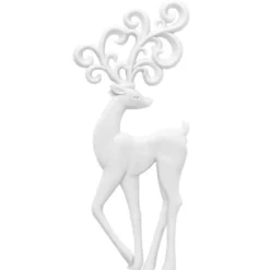 Winter-Deko, Rohling, Hirsch 2, 7cm x 16,5cm, weiß, 4 Stück