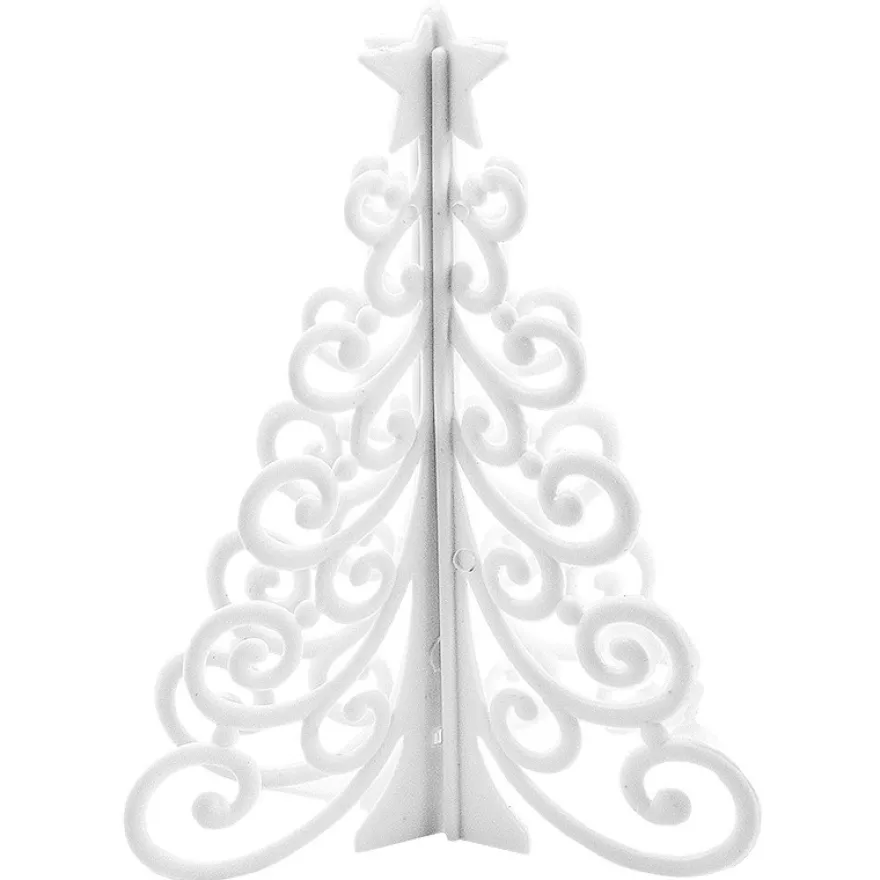 Winter-Deko, Tannenbaum 2, Rohlinge, 7,6cm x 7,6cm x 9,5cm, weiß, 10 Stück