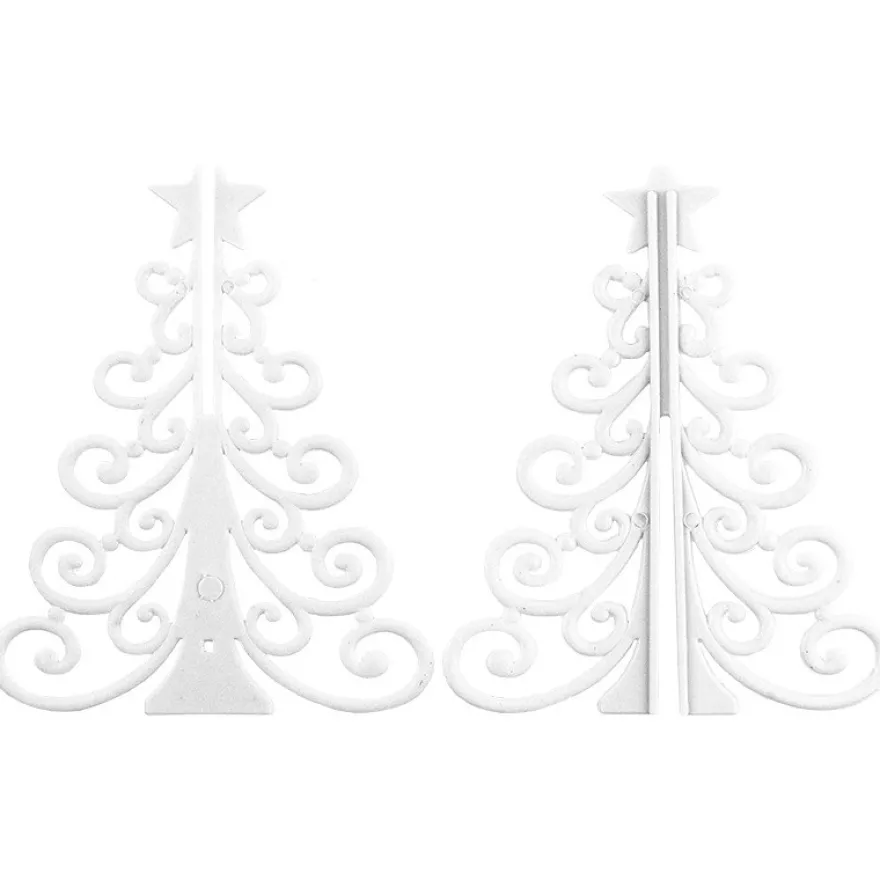 Winter-Deko, Tannenbaum 2, Rohlinge, 7,6cm x 7,6cm x 9,5cm, weiß, 10 Stück