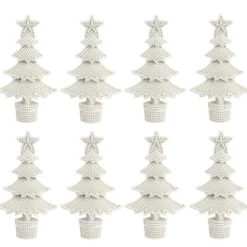 Winter-Deko, Tannenbaum 1, Rohlinge, 7cm x 12cm, weiß, 8 Stück