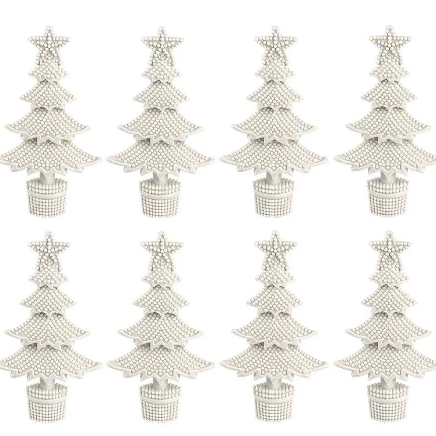 Winter-Deko, Tannenbaum 1, Rohlinge, 7cm x 12cm, weiß, 8 Stück