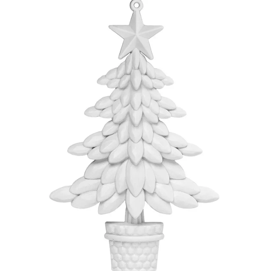 Winter-Deko, Tannenbaum 3, Rohlinge, 9,5cm x 10cm, weiß, 3 Stück