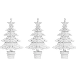 Winter-Deko, Tannenbaum 3, Rohlinge, 9,5cm x 10cm, weiß, 3 Stück