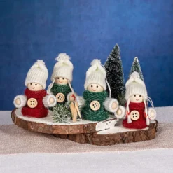 Winter-Püppchen, Frida & Jannis, 7cm hoch, 4 Stück
