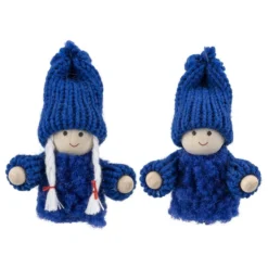 Winter-Püppchen, Mia & Leon, 7cm hoch, 2 Stück