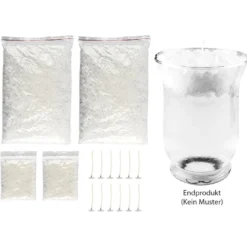 Wunderwelt-Kerze, 2x 10g Gel-Kristalle, 2x 300g Wachsplättchen, 12 Kerzendochte