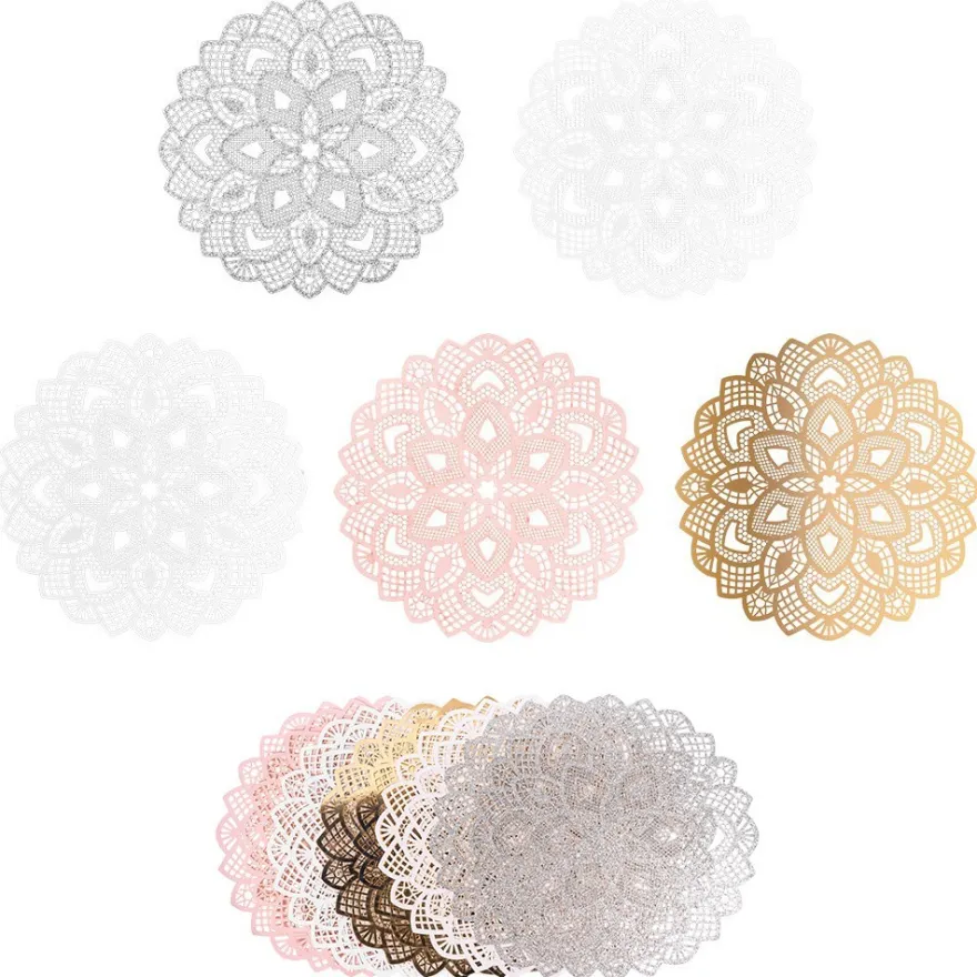 XL-Laser-Ornamente, Zierdeckchen 2, verschiedene Farben, Ø 20cm, 10 Stück