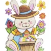 XL Relief-Sticker für die Wand, Osterhase mit Eierkorb, 35cm x 27,5cm