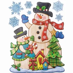 XL Relief-Sticker für die Wand, Schneemann 2, 35cm x 27,5cm