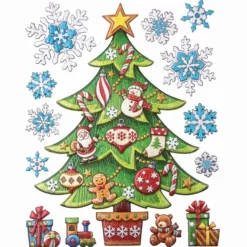 XL Relief-Sticker für die Wand, Weihnachtsbaum, 35cm x 27,5cm