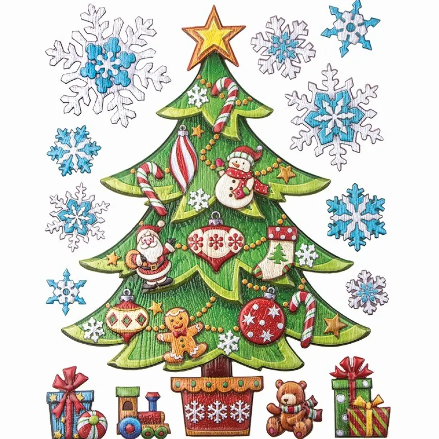 XL Relief-Sticker für die Wand, Weihnachtsbaum, 35cm x 27,5cm