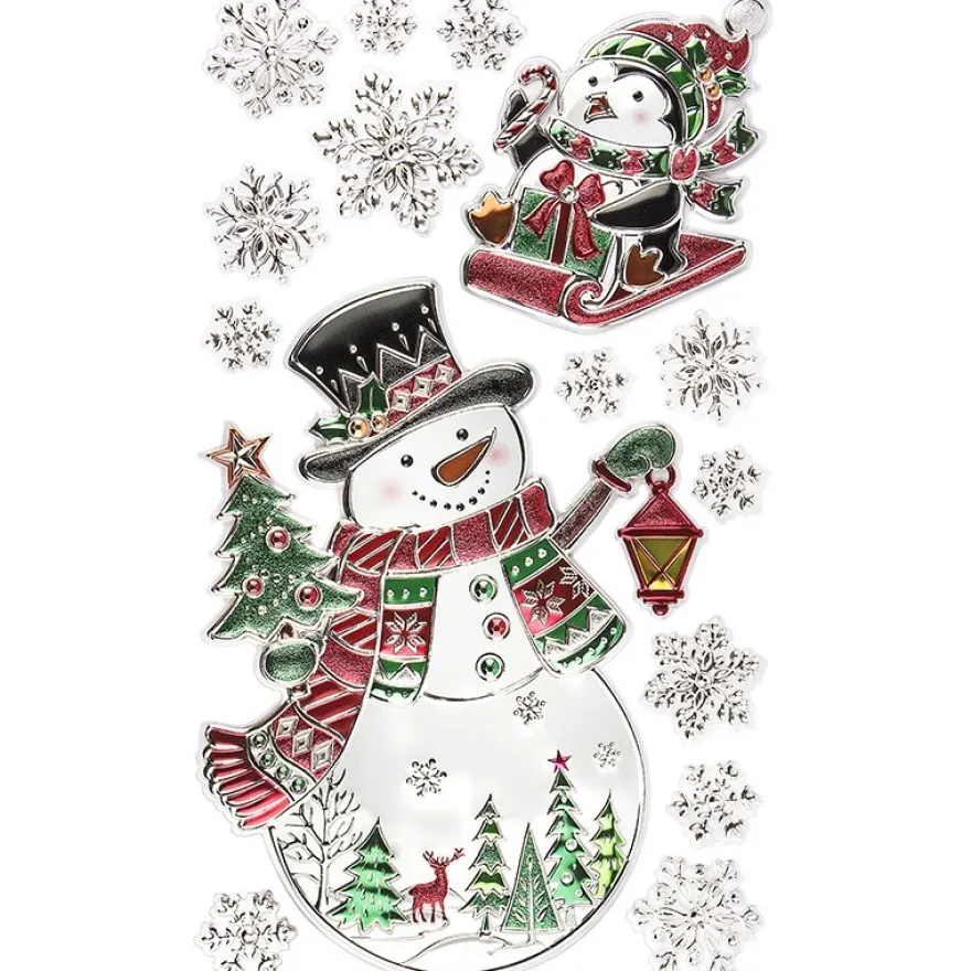 XL Relief-Sticker, Schneemann & Pinguin, 41cm x 24cm