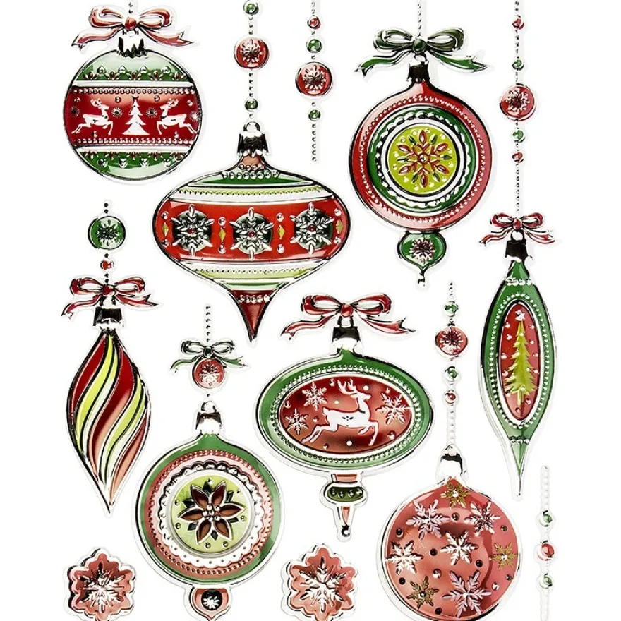 XL Relief-Sticker, Weihnachtskugeln, 35cm x 27,5cm