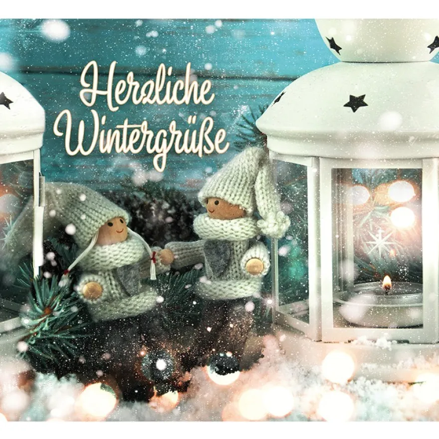 Zauberfolien, Herzliche Wintergrüße, Schrumpffolien für Ø 9cm, 25cm hoch, 2 Stück