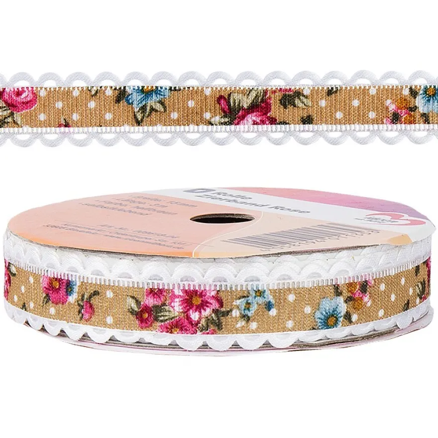 Zierband Rose, 3m lang, 15mm breit, selbstklebend, hellbraun