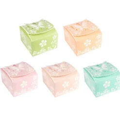 Zier-Faltboxen, Design 4, 7cm x 7,5cm x 4cm, 5 verschiedene Farben, 10 Stück