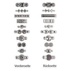 Zwischenperlen, Strass, facettiert, kristallklar, versch. Größen und Designs, silber, 120 Stück