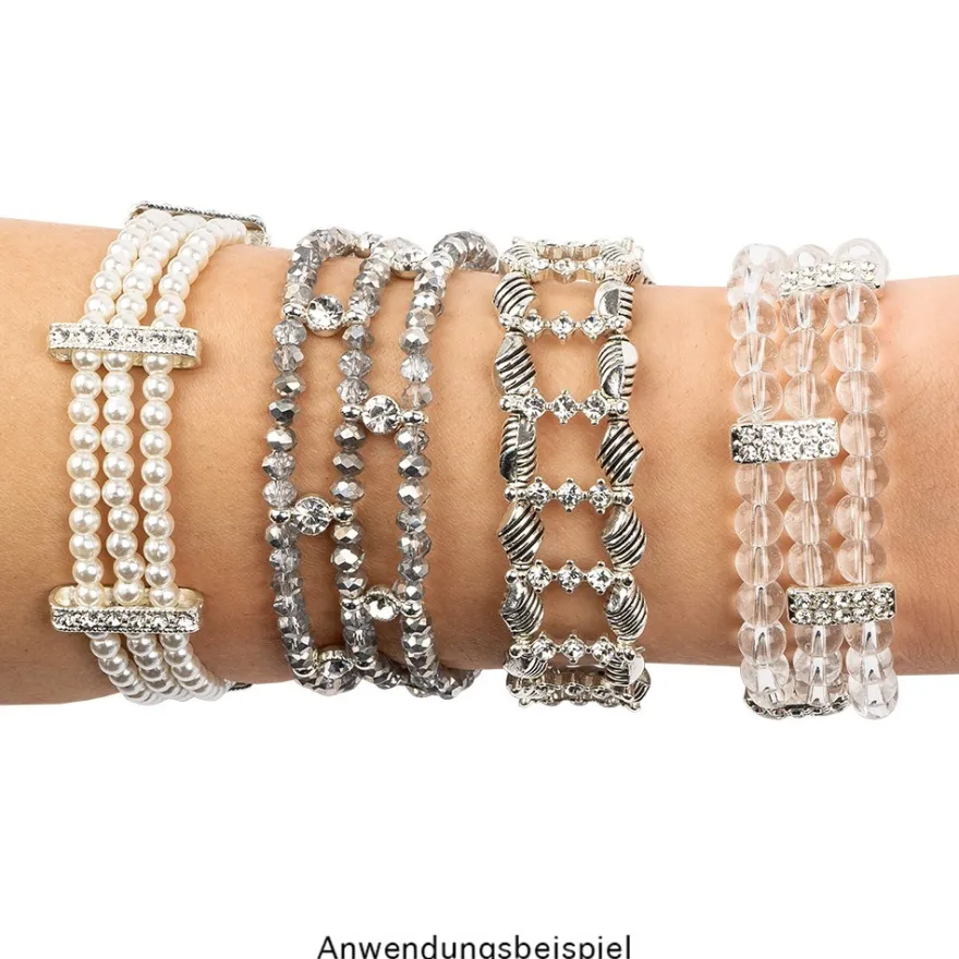 Zwischenperlen, Strass, facettiert, kristallklar, versch. Größen und Designs, silber, 120 Stück