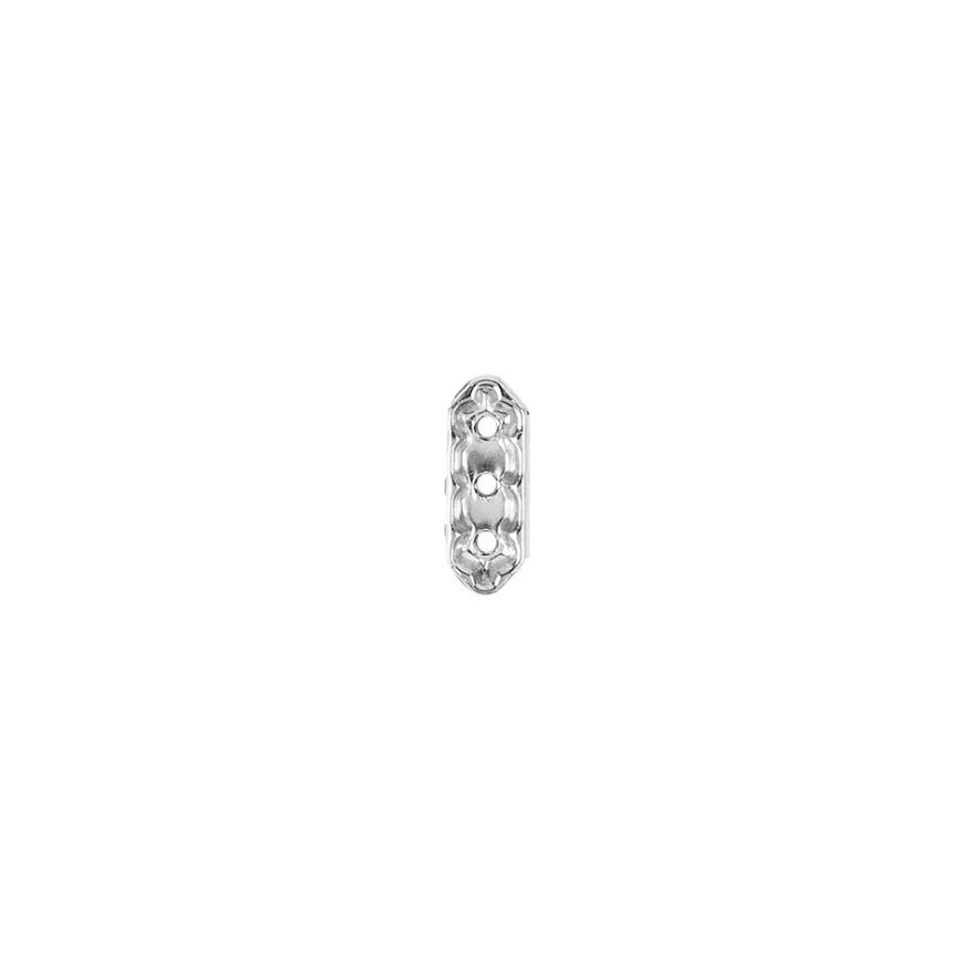 Zwischenperlen, Strass, mit 3-fach-Lochung, 17mm x 6mm, silber, 40 Stück