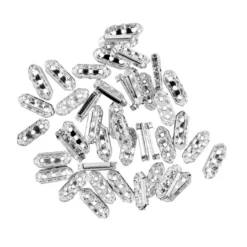 Zwischenperlen, Strass, mit 3-fach-Lochung, 17mm x 6mm, silber, 40 Stück